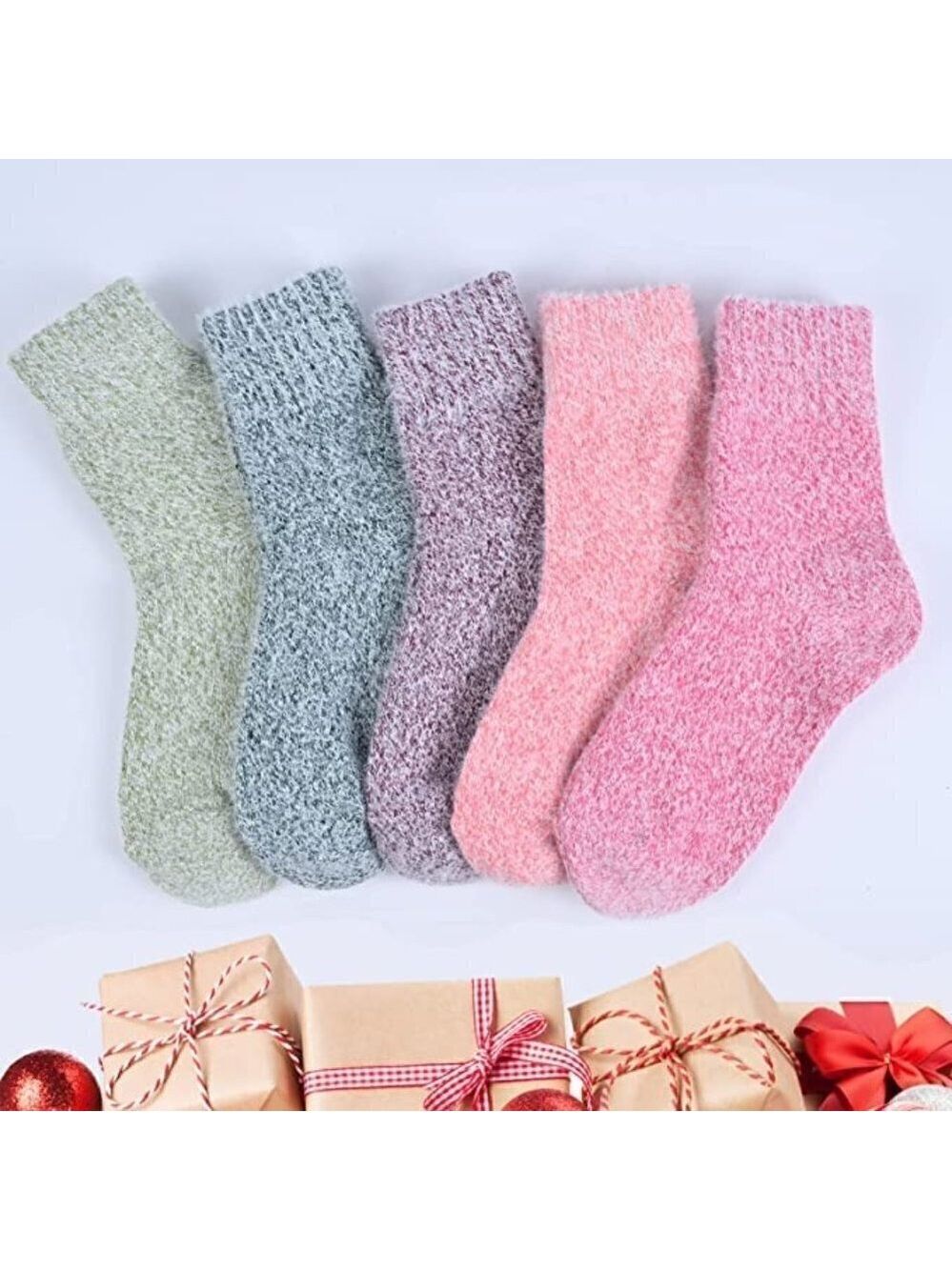𝅺5 Pairs Luxury Wool Soft Socks Warm Winter Fall Womens Thick Cozy Knit NWT